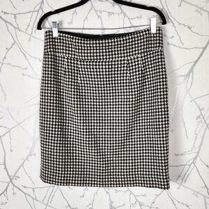 Banana Republic Houndstooth Print 87% Wool Stretch Pencil Skirt